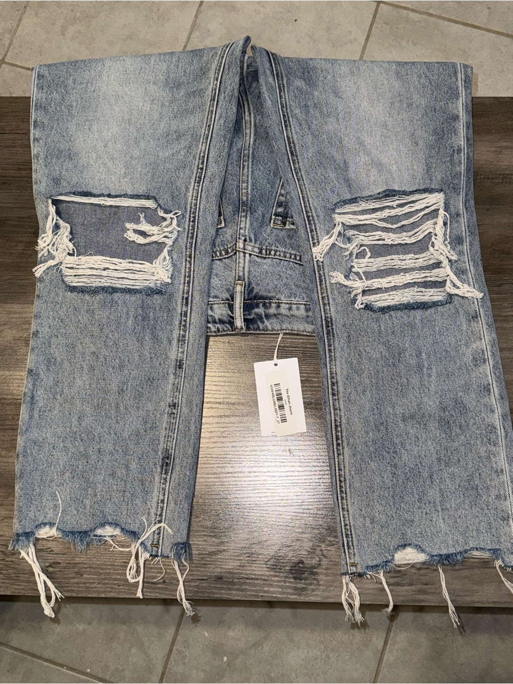 VERVET High Rise Ankle Crop Destroyed Wash Unfinished Hem Jeans - Picture 2 of 5